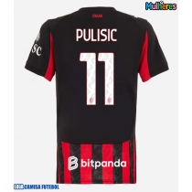 Camisa de Futebol AC Milan Christian Pulisic #11 Equipamento Principal Mulheres 2025-26 Manga Curta